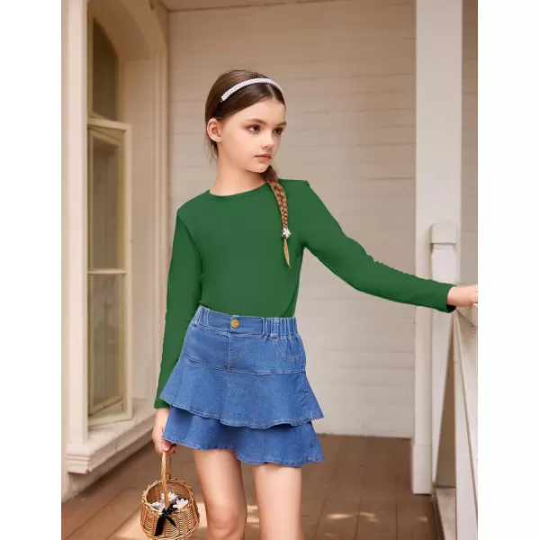 Arshiner Girls Long Sleeve Shirts So Soft Fashion Crewneck Thermal Tunic Tops Blouse Tee 3-12 Years