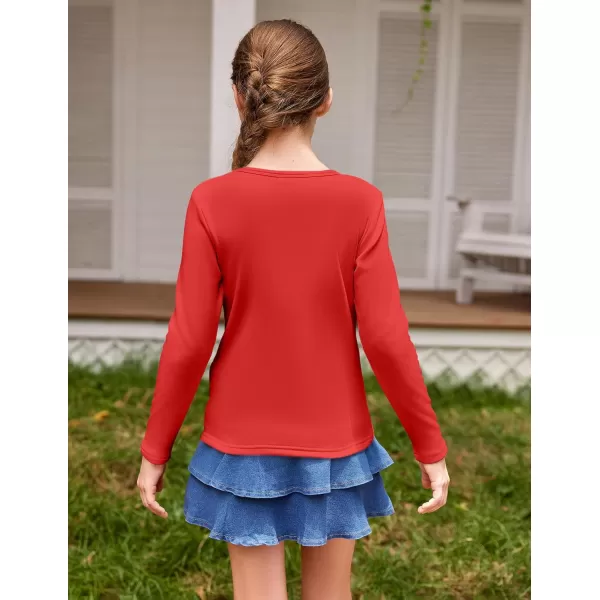 Arshiner Girls Long Sleeve Shirts So Soft Fashion Crewneck Thermal Tunic Tops Blouse Tee 3-12 Years