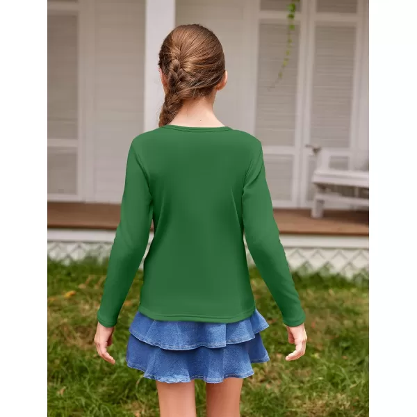 Arshiner Girls Long Sleeve Shirts So Soft Fashion Crewneck Thermal Tunic Tops Blouse Tee 3-12 Years