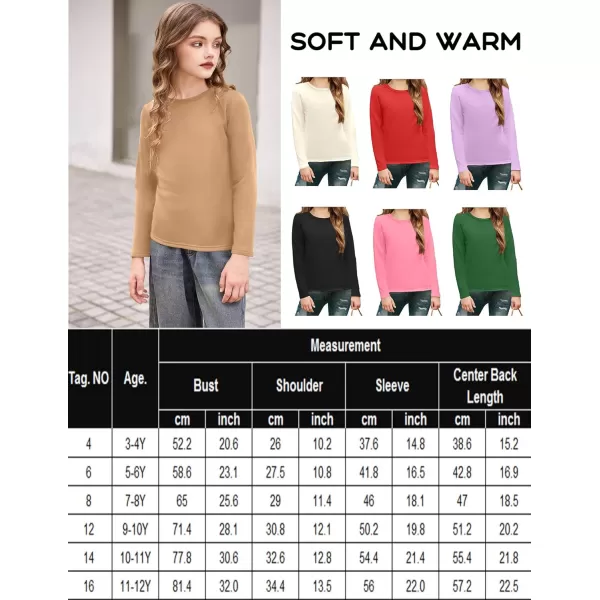 Arshiner Girls Long Sleeve Shirts So Soft Fashion Crewneck Thermal Tunic Tops Blouse Tee 3-12 Years