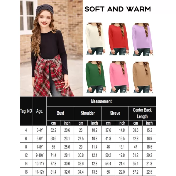 Arshiner Girls Long Sleeve Shirts So Soft Fashion Crewneck Thermal Tunic Tops Blouse Tee 3-12 Years