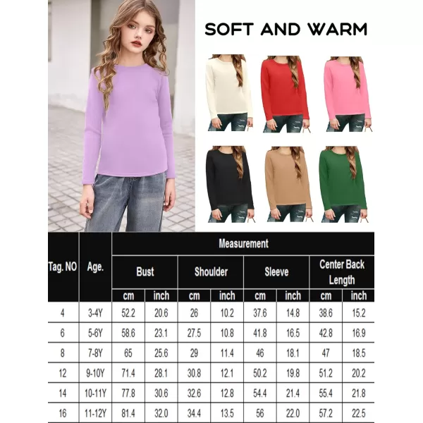 Arshiner Girls Long Sleeve Shirts So Soft Fashion Crewneck Thermal Tunic Tops Blouse Tee 3-12 Years
