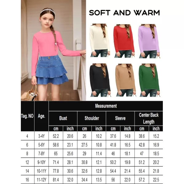 Arshiner Girls Long Sleeve Shirts So Soft Fashion Crewneck Thermal Tunic Tops Blouse Tee 3-12 Years