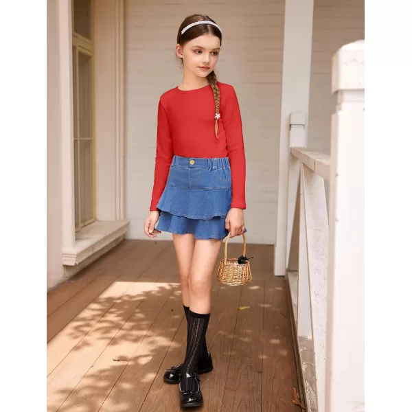 Arshiner Girls Long Sleeve Shirts So Soft Fashion Crewneck Thermal Tunic Tops Blouse Tee 3-12 Years
