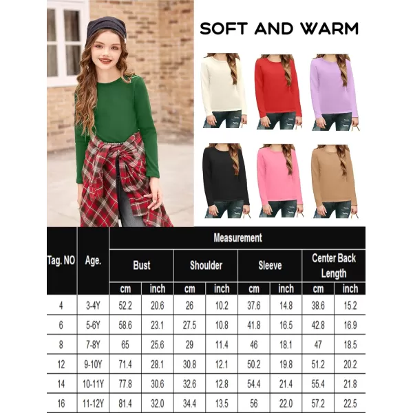 Arshiner Girls Long Sleeve Shirts So Soft Fashion Crewneck Thermal Tunic Tops Blouse Tee 3-12 Years
