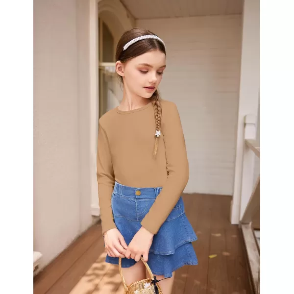 Arshiner Girls Long Sleeve Shirts So Soft Fashion Crewneck Thermal Tunic Tops Blouse Tee 3-12 Years