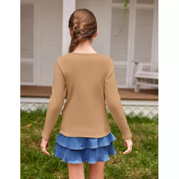 Arshiner Girls Long Sleeve Shirts So Soft Fashion Crewneck Thermal Tunic Tops Blouse Tee 3-12 Years