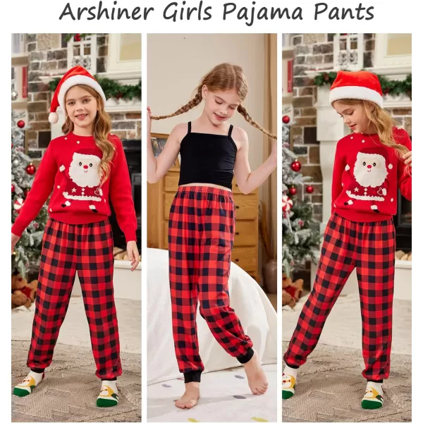 Arshiner Girls Pajama Pants Kids Plaid Pj Pants Comfy Lounge Sleepwear Bottoms with Pockets
