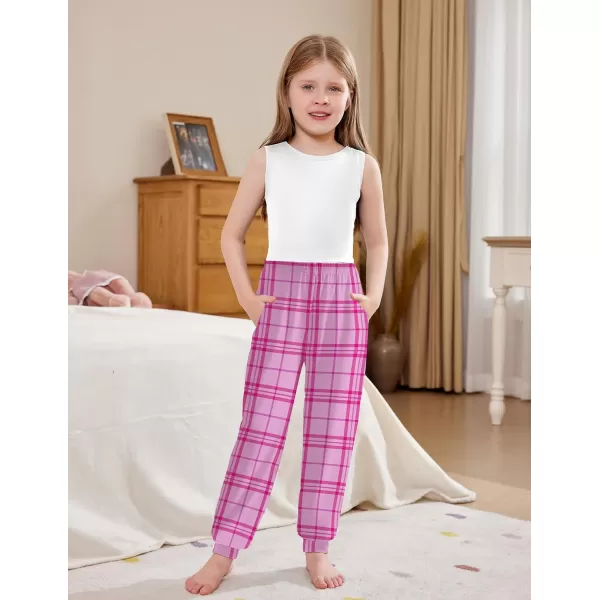 Arshiner Girls Pajama Pants Kids Plaid Pj Pants Comfy Lounge Sleepwear Bottoms with Pockets