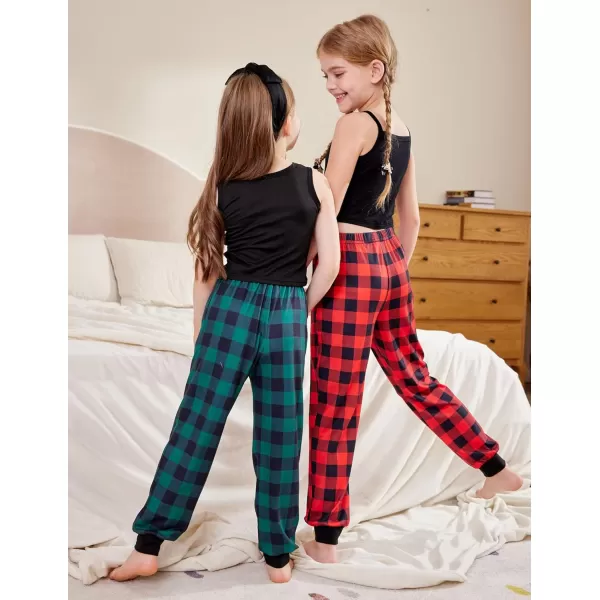 Arshiner Girls Pajama Pants Kids Plaid Pj Pants Comfy Lounge Sleepwear Bottoms with Pockets