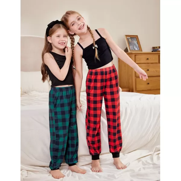 Arshiner Girls Pajama Pants Kids Plaid Pj Pants Comfy Lounge Sleepwear Bottoms with Pockets