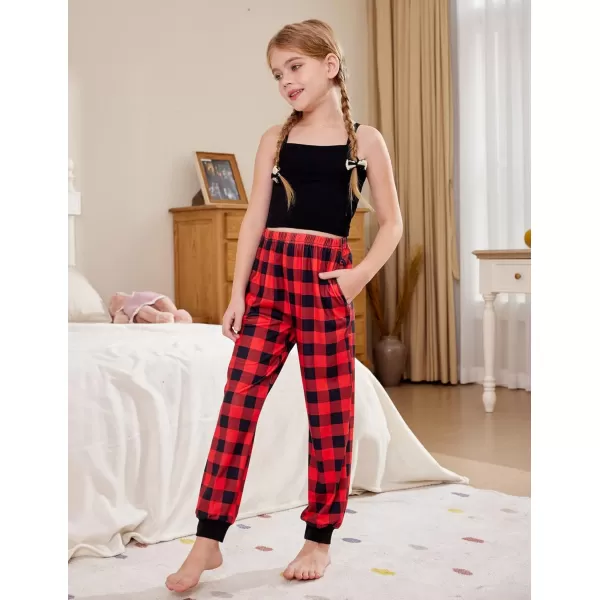 Arshiner Girls Pajama Pants Kids Plaid Pj Pants Comfy Lounge Sleepwear Bottoms with Pockets