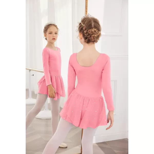 Arshiner Kid Girls Long Sleeve Shiny Ballet Dance Dress Tutu Skirted Leotard