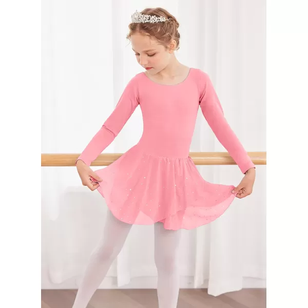 Arshiner Kid Girls Long Sleeve Shiny Ballet Dance Dress Tutu Skirted Leotard