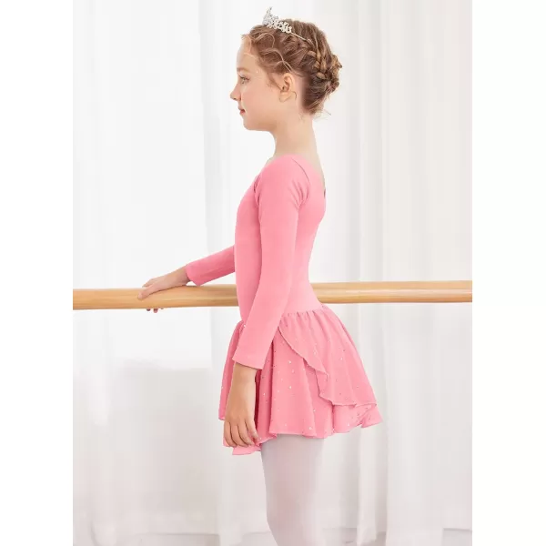 Arshiner Kid Girls Long Sleeve Shiny Ballet Dance Dress Tutu Skirted Leotard