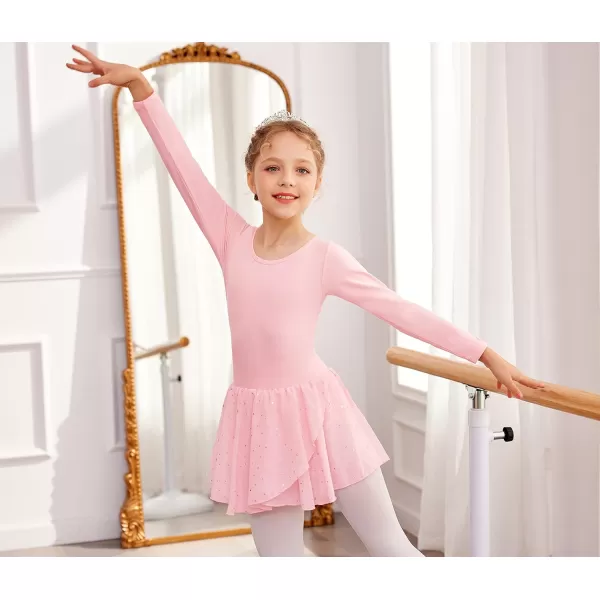 Arshiner Kid Girls Long Sleeve Shiny Ballet Dance Dress Tutu Skirted Leotard