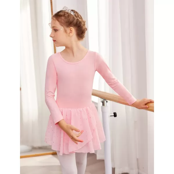 Arshiner Kid Girls Long Sleeve Shiny Ballet Dance Dress Tutu Skirted Leotard