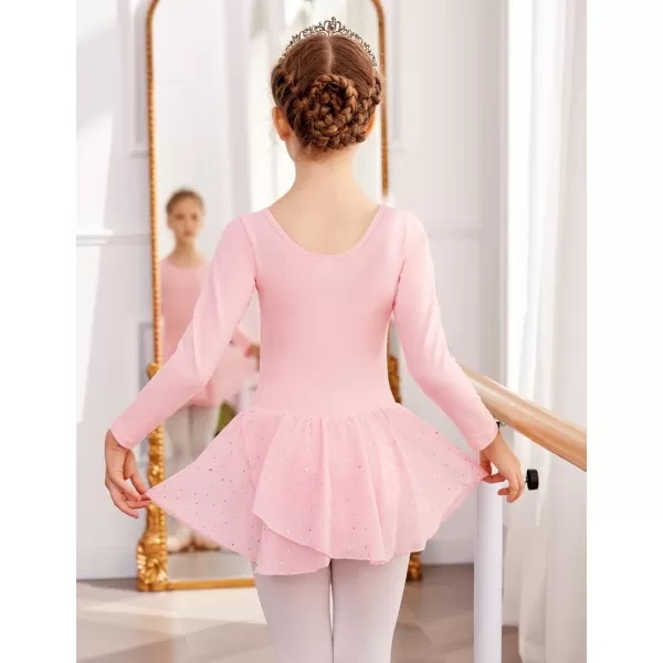 Arshiner Kid Girls Long Sleeve Shiny Ballet Dance Dress Tutu Skirted Leotard