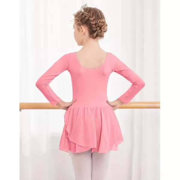 Arshiner Kid Girls Long Sleeve Shiny Ballet Dance Dress Tutu Skirted Leotard
