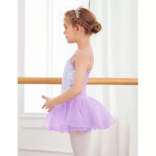 Arshiner Kid Girls Sparkly Sequin Ballet Leotards with Tutu Skirt Dance Dress Sleeveless Ballerina Outfits
