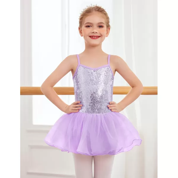 Arshiner Kid Girls Sparkly Sequin Ballet Leotards with Tutu Skirt Dance Dress Sleeveless Ballerina Outfits