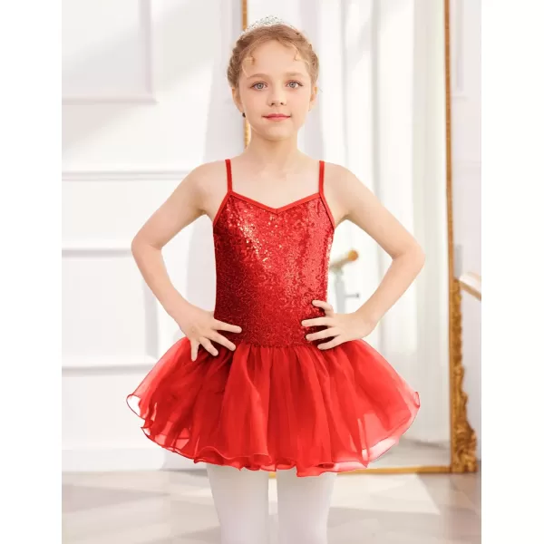 Arshiner Kid Girls Sparkly Sequin Ballet Leotards with Tutu Skirt Dance Dress Sleeveless Ballerina Outfits