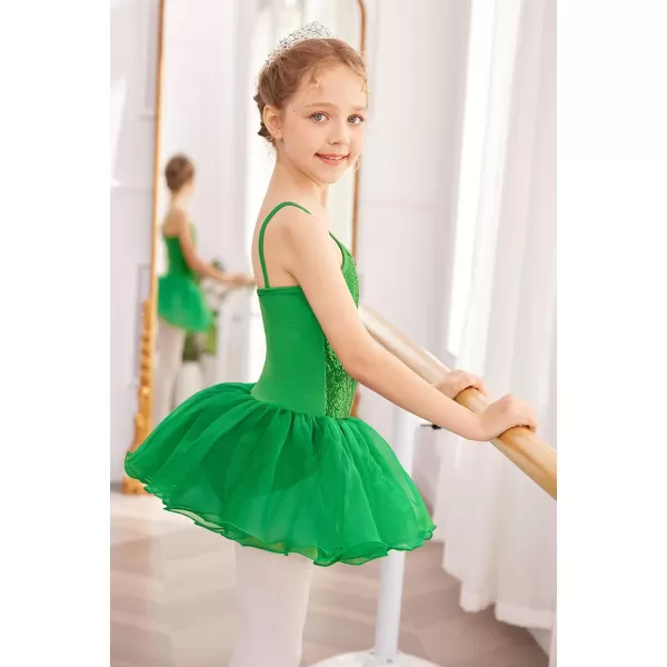Arshiner Kid Girls Sparkly Sequin Ballet Leotards with Tutu Skirt Dance Dress Sleeveless Ballerina Outfits