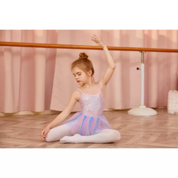 Arshiner Kid Girls Sparkly Sequin Ballet Leotards with Tutu Skirt Dance Dress Sleeveless Ballerina Outfits
