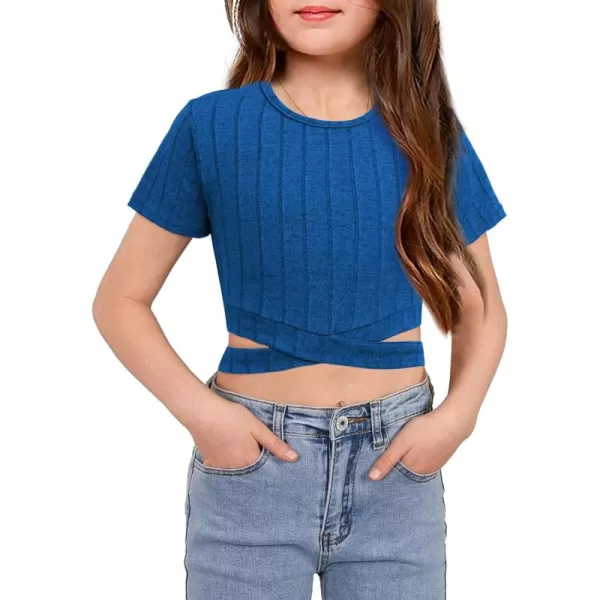Arshiner Girls Crisscross Crop Tops Short Sleeve Summer Tween Crewneck Shirt Tee