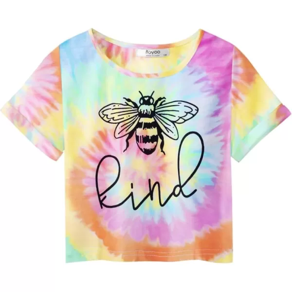 Arshiner Girls Crop Tops Short Sleeve Tie Dye Summer T Shirt Crewneck Rolled Cuffs Fashion Shirts Tee