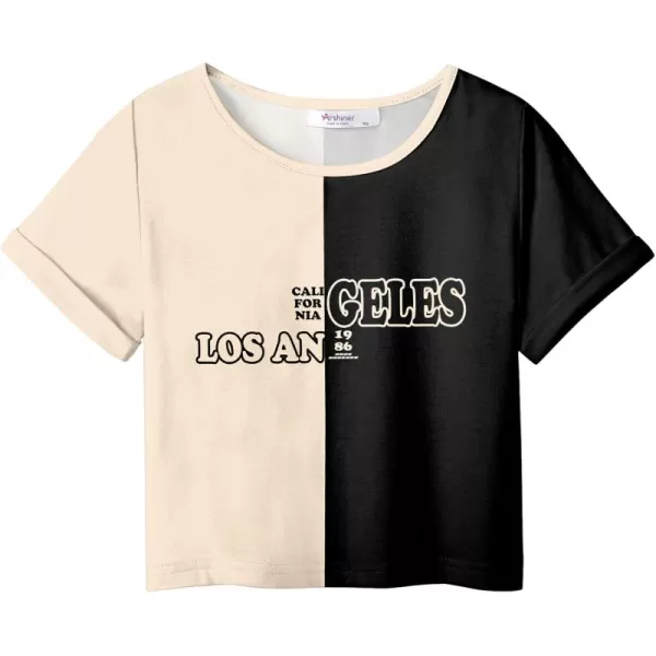 Arshiner Girls Crop Tops Short Sleeve Tie Dye Summer T Shirt Crewneck Rolled Cuffs Fashion Shirts Tee