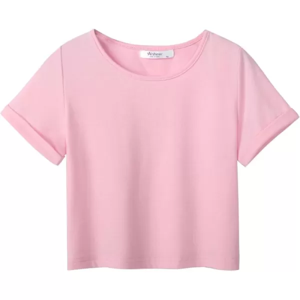 Arshiner Girls Crop Tops Short Sleeve Tie Dye Summer T Shirt Crewneck Rolled Cuffs Fashion Shirts Tee