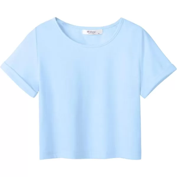 Arshiner Girls Crop Tops Short Sleeve Tie Dye Summer T Shirt Crewneck Rolled Cuffs Fashion Shirts Tee