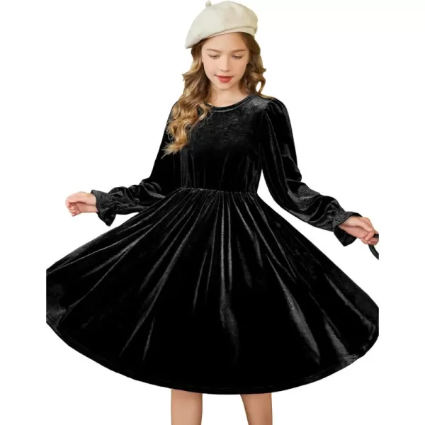Arshiner Girls Dresses Velvet A Line Casual Party Dress with Pockets