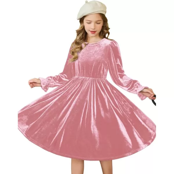 Arshiner Girls Dresses Velvet A Line Casual Party Dress with Pockets