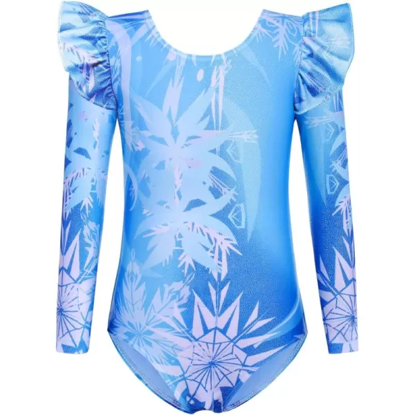 Arshiner Girls Gymnastics Leotards Ruffle Long Sleeve Shimmer Ballet Unitard Dancewear for 3-10 Years