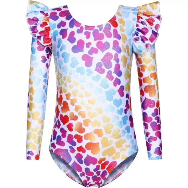 Arshiner Girls Gymnastics Leotards Ruffle Long Sleeve Shimmer Ballet Unitard Dancewear for 3-10 Years