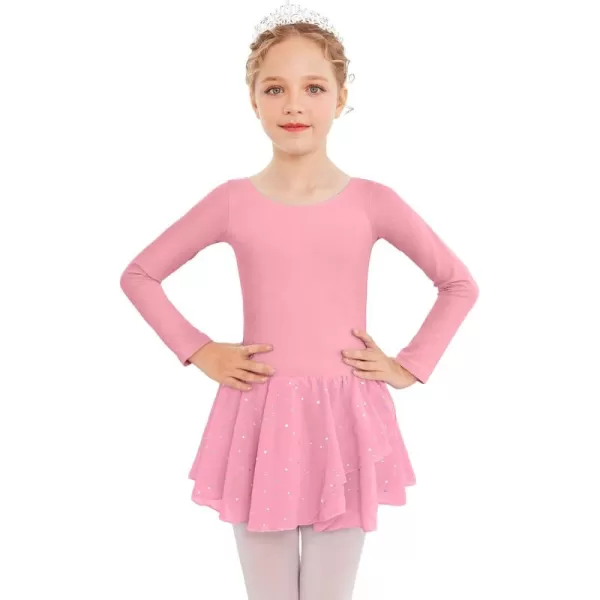 Arshiner Kid Girls Long Sleeve Shiny Ballet Dance Dress Tutu Skirted Leotard