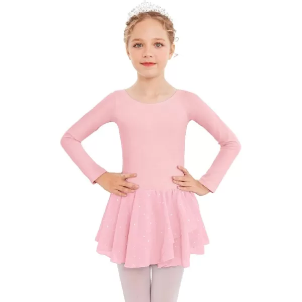 Arshiner Kid Girls Long Sleeve Shiny Ballet Dance Dress Tutu Skirted Leotard