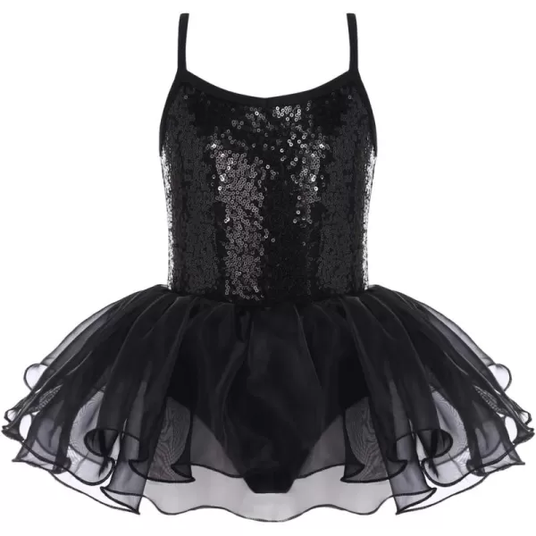 Arshiner Kid Girls Sparkly Sequin Ballet Leotards with Tutu Skirt Dance Dress Sleeveless Ballerina Outfits