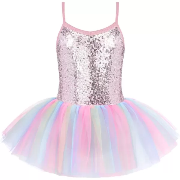 Arshiner Kid Girls Sparkly Sequin Ballet Leotards with Tutu Skirt Dance Dress Sleeveless Ballerina Outfits