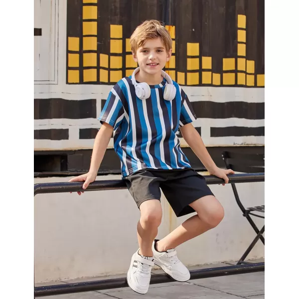 Arshiner Boys Drop Shoulder T-Shirt &amp; Drawstring Waist Shorts with Chain Necklace Summer Casual Outfits 