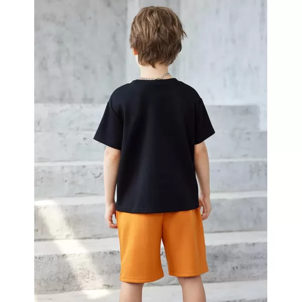 Arshiner Boys Drop Shoulder T-Shirt &amp; Drawstring Waist Shorts with Chain Necklace Summer Casual Outfits 