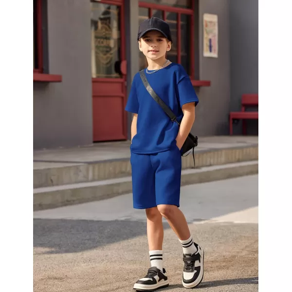 Arshiner Boys Drop Shoulder T-Shirt &amp; Drawstring Waist Shorts with Chain Necklace Summer Casual Outfits 