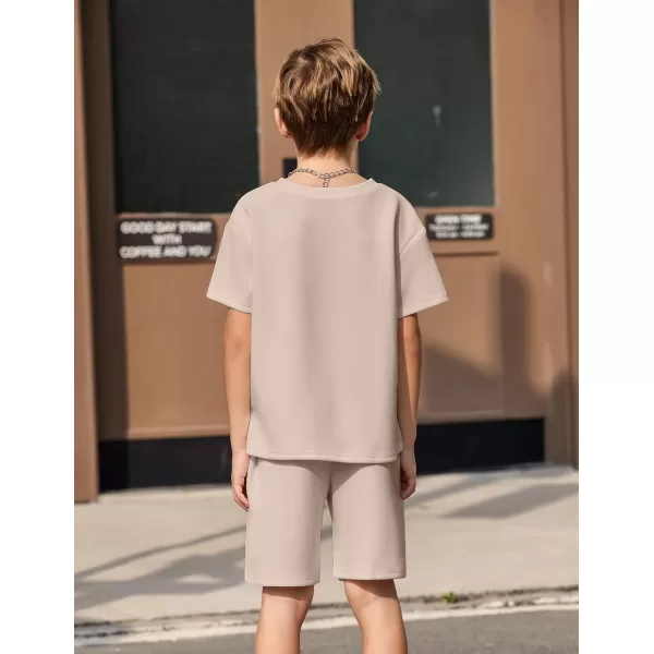 Arshiner Boys Drop Shoulder T-Shirt &amp; Drawstring Waist Shorts with Chain Necklace Summer Casual Outfits 