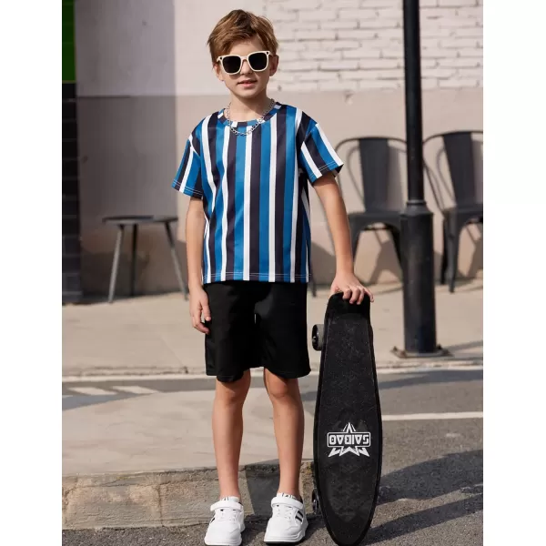Arshiner Boys Drop Shoulder T-Shirt &amp; Drawstring Waist Shorts with Chain Necklace Summer Casual Outfits 