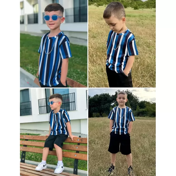 Arshiner Boys Drop Shoulder T-Shirt &amp; Drawstring Waist Shorts with Chain Necklace Summer Casual Outfits 