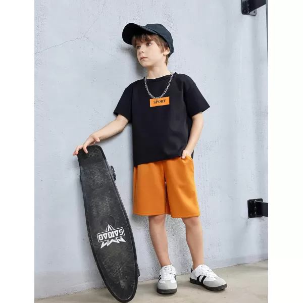 Arshiner Boys Drop Shoulder T-Shirt &amp; Drawstring Waist Shorts with Chain Necklace Summer Casual Outfits 