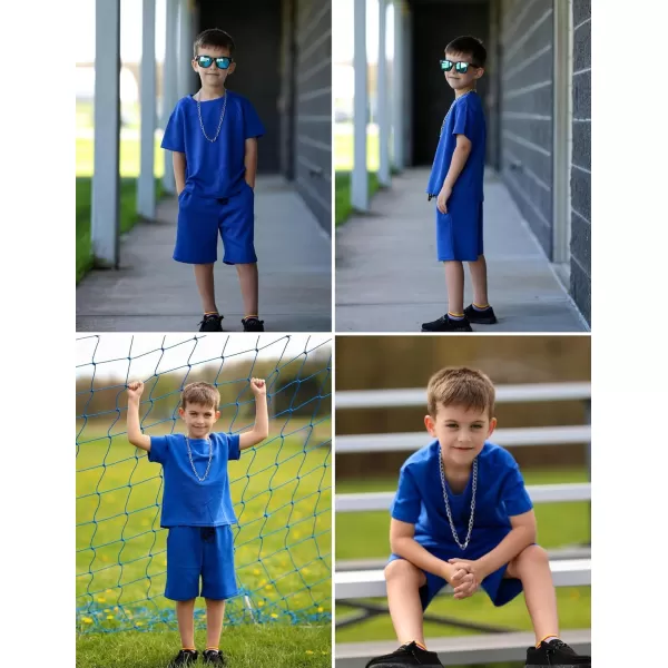 Arshiner Boys Drop Shoulder T-Shirt &amp; Drawstring Waist Shorts with Chain Necklace Summer Casual Outfits 