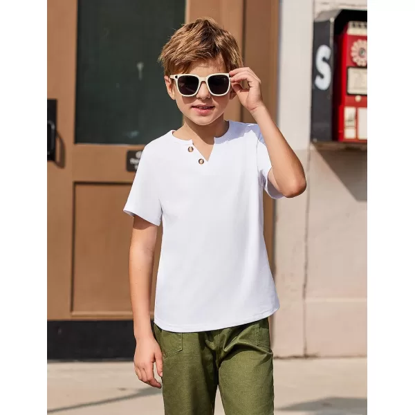 Arshiner Boy's Henley Shirt Soft Style T-Shirt with Multi Color Size 6-16, 2-Pack